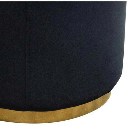 Round Accent Ottoman Black Velvet - LOOMLAN - Diamond Sofa - Ottomans