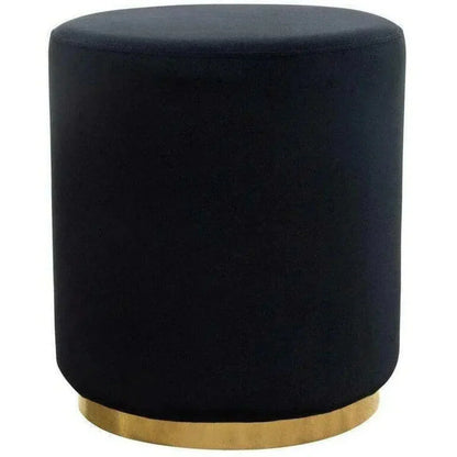 Round Accent Ottoman Black Velvet - LOOMLAN - Diamond Sofa - Ottomans