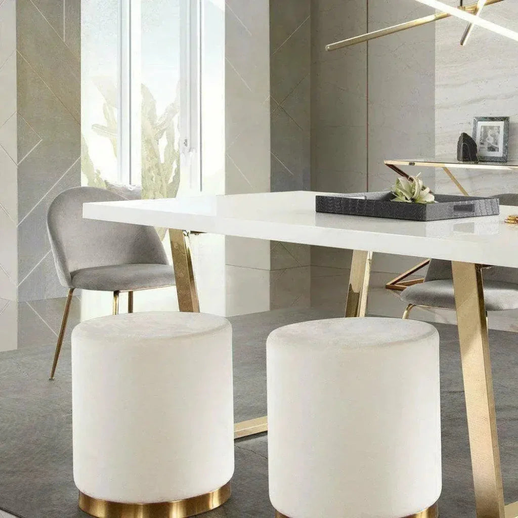 Round Accent Ottoman Cream Velvet - LOOMLAN - Diamond Sofa - Ottomans