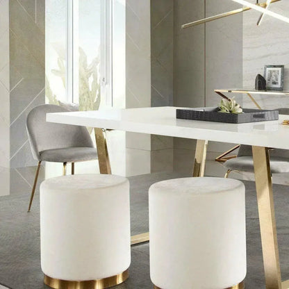 Round Accent Ottoman Cream Velvet - LOOMLAN - Diamond Sofa - Ottomans