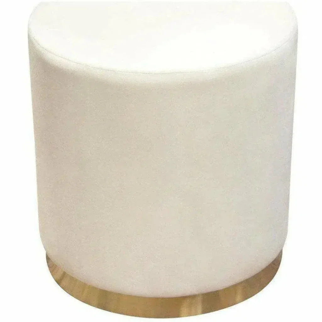 Round Accent Ottoman Cream Velvet - LOOMLAN - Diamond Sofa - Ottomans