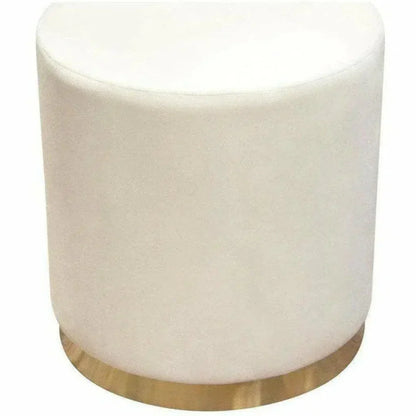Round Accent Ottoman Cream Velvet - LOOMLAN - Diamond Sofa - Ottomans