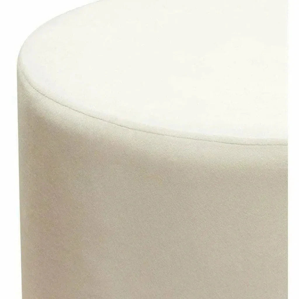 Round Accent Ottoman Cream Velvet - LOOMLAN - Diamond Sofa - Ottomans