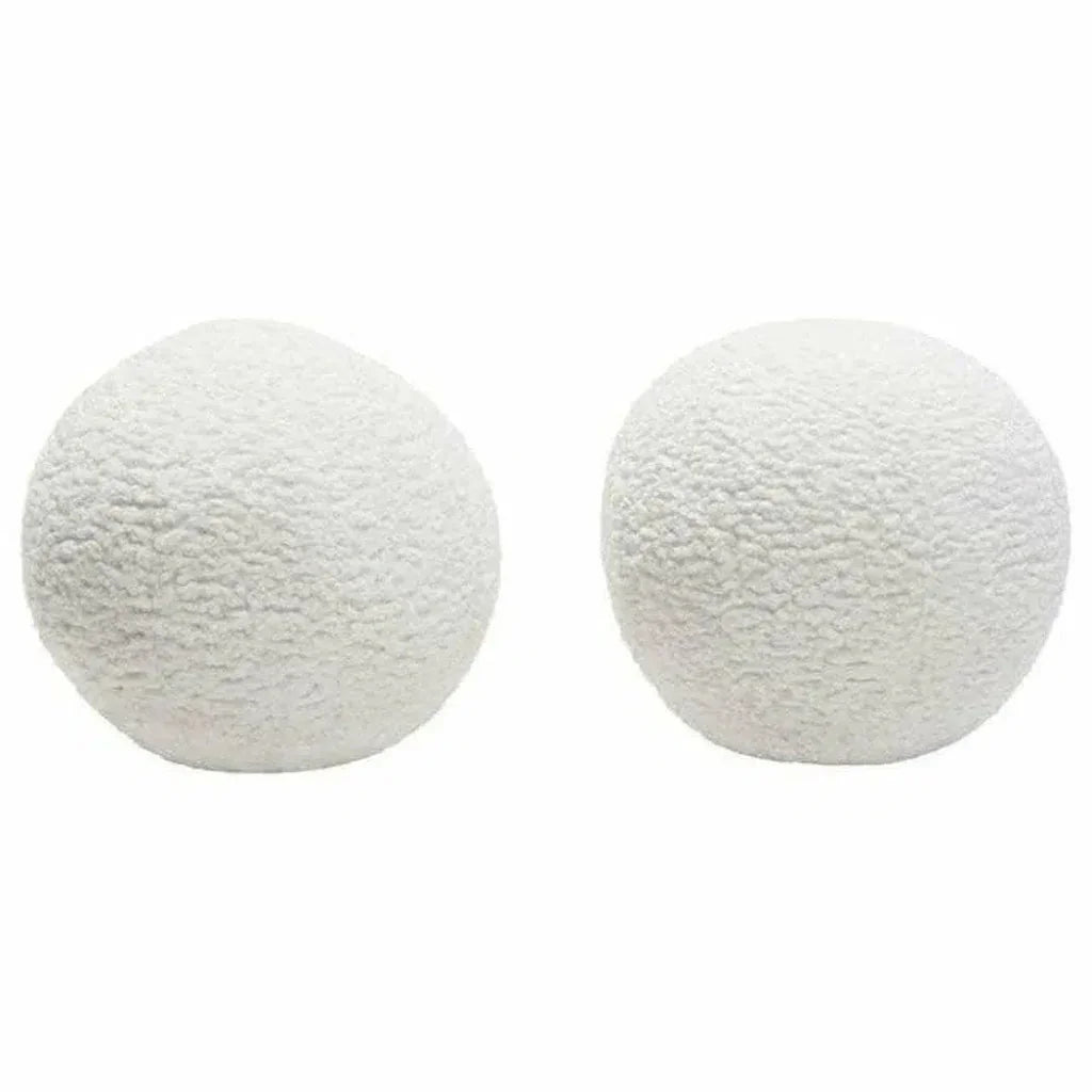 Round Accent Pillows White Faux - LOOMLAN - Diamond Sofa - Throw Pillows