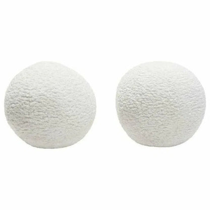 Round Accent Pillows White Faux - LOOMLAN - Diamond Sofa - Throw Pillows