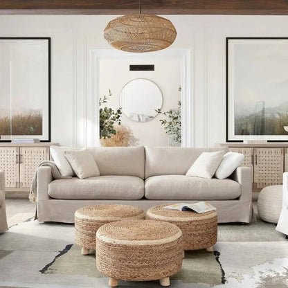Round Accent Stool in Natural Jute Fiber - LOOMLAN - Diamond Sofa - Poufs and Stools