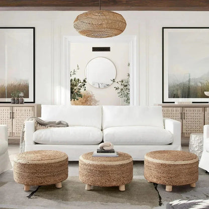 Round Accent Stool in Natural Jute Fiber - LOOMLAN - Diamond Sofa - Poufs and Stools