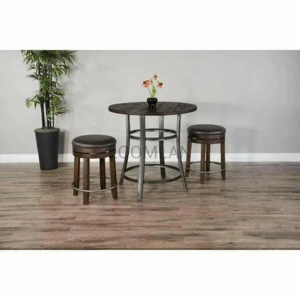 Round Brown Counter Height Dining Table - LOOMLAN - Sunny D - Counter Tables