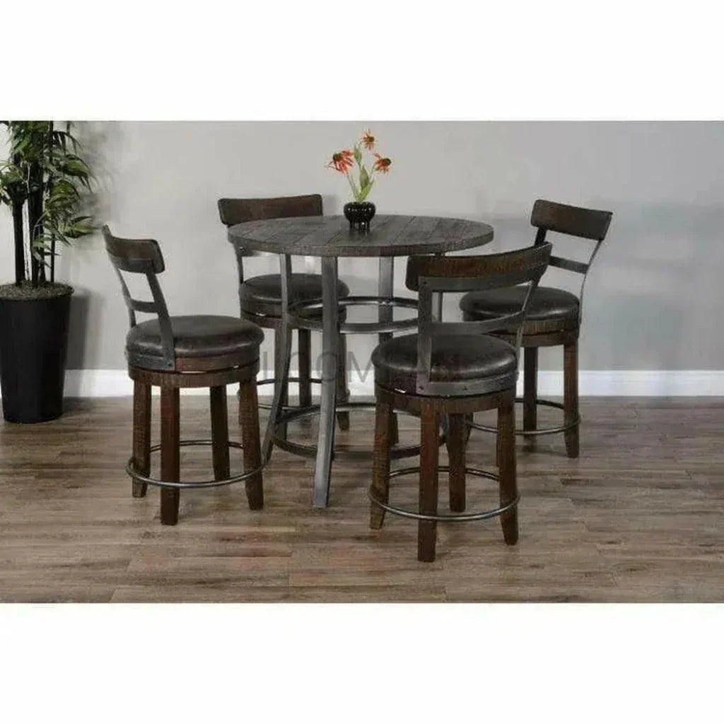 Round Brown Counter Height Dining Table - LOOMLAN - Sunny D - Counter Tables