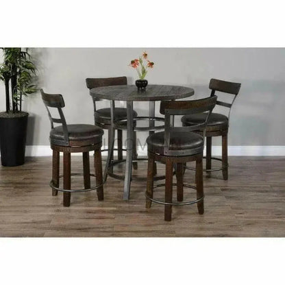 Round Brown Counter Height Dining Table - LOOMLAN - Sunny D - Counter Tables
