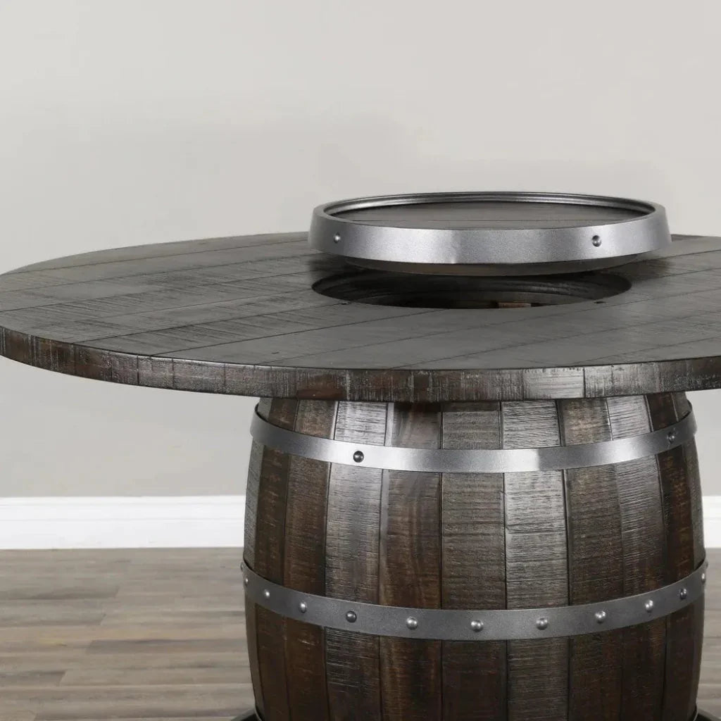 Round Counter Barrel Pub Table Stools 5 PC Set-Dining Table Sets-Sunny D-LOOMLAN