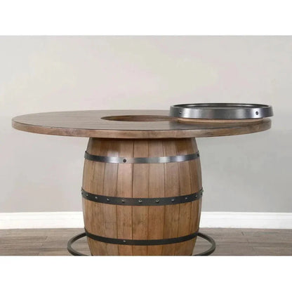 Round Counter Height Barrel Pub Table Warm Walnut - LOOMLAN - Sunny D - Counter Tables
