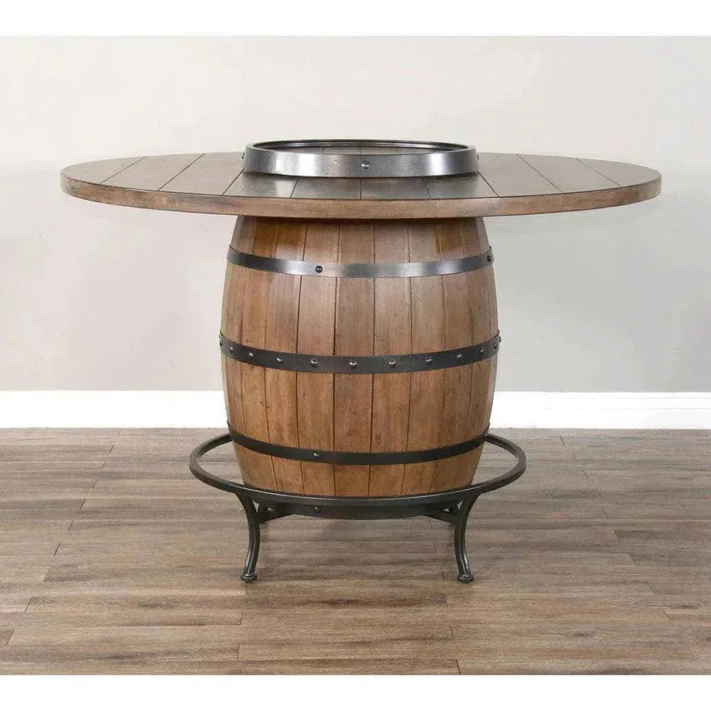 Round Counter Height Barrel Pub Table Warm Walnut - LOOMLAN - Sunny D - Counter Tables