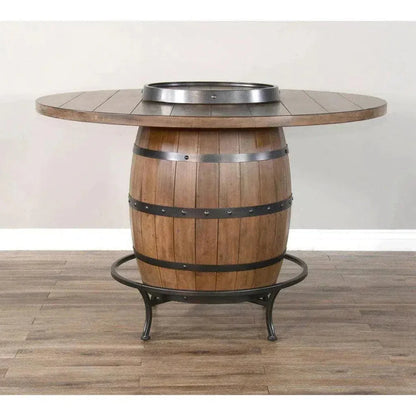 Round Counter Height Barrel Pub Table Warm Walnut - LOOMLAN - Sunny D - Counter Tables