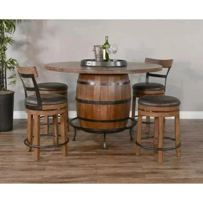 Round Counter Height Barrel Pub Table Warm Walnut - LOOMLAN - Sunny D - Counter Tables