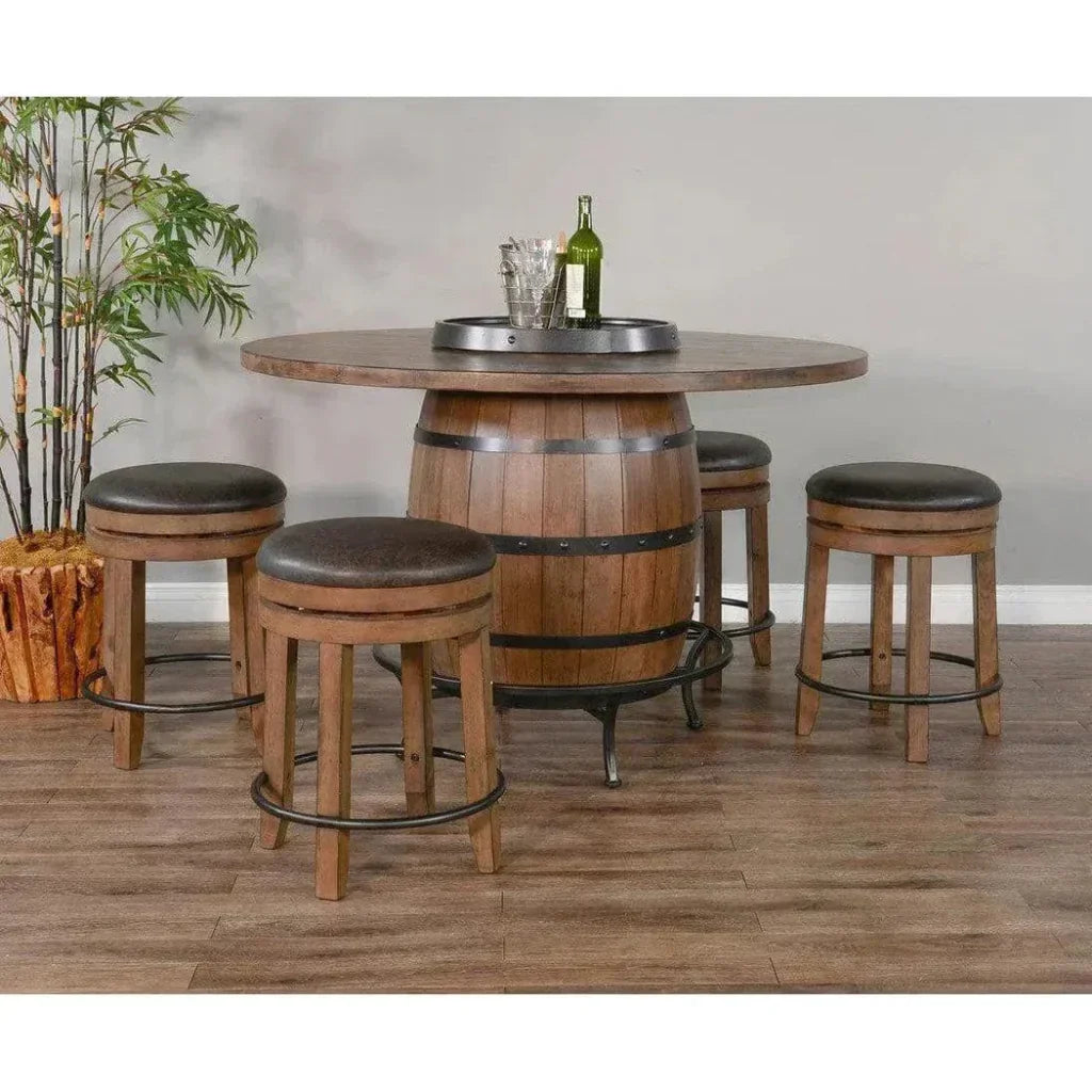 Round Counter Height Barrel Pub Table Warm Walnut - LOOMLAN - Sunny D - Counter Tables