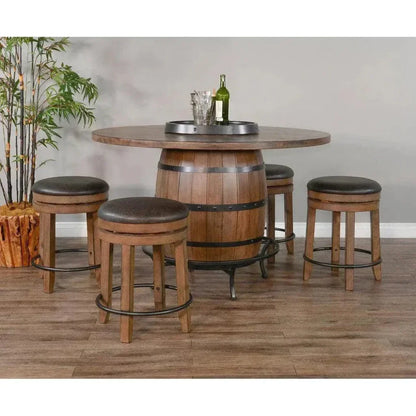 Round Counter Height Barrel Pub Table Warm Walnut - LOOMLAN - Sunny D - Counter Tables