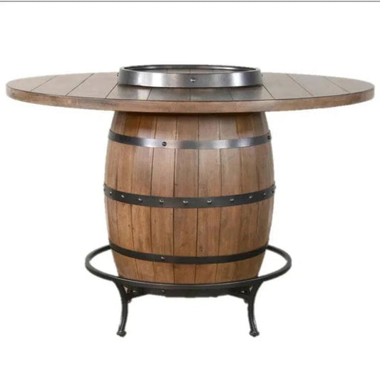Round Counter Height Barrel Pub Table Warm Walnut - LOOMLAN - Sunny D - Counter Tables