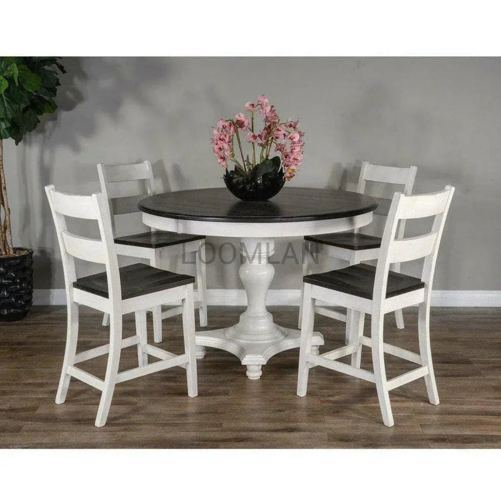 Round Counter Height White Dining Table - LOOMLAN - Sunny D - Counter Tables