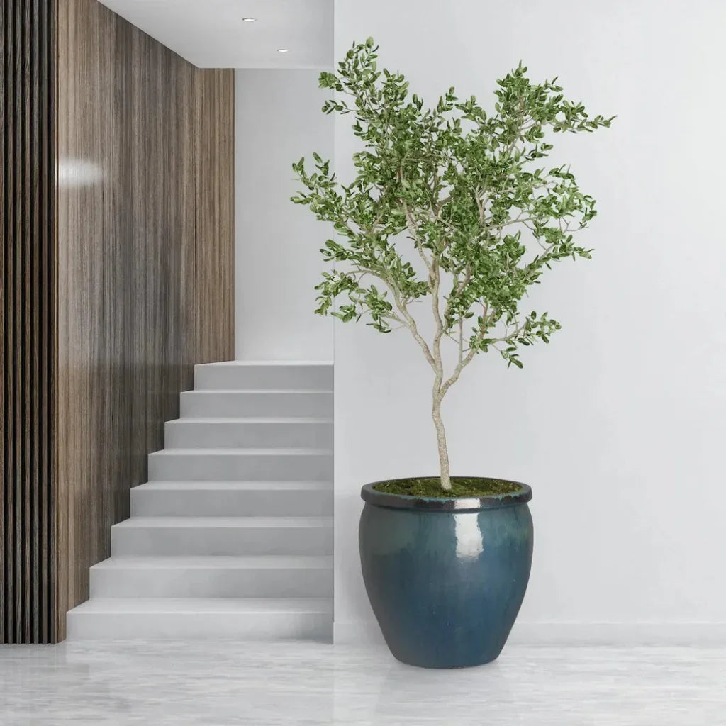 Round Crafted Ceramic Planter - LOOMLAN - Emissary - Planters