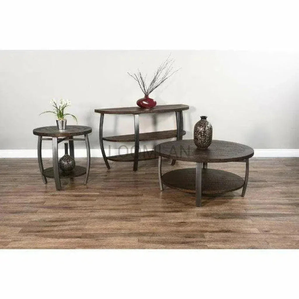 Round Dark Brown Cocktail Coffee Table with - LOOMLAN - Sunny D - Coffee Tables