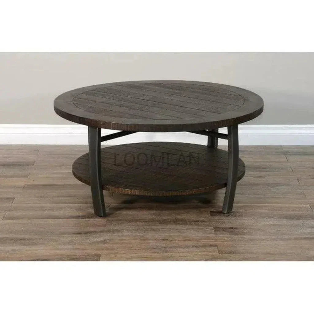 Round Dark Brown Cocktail Coffee Table with - LOOMLAN - Sunny D - Coffee Tables