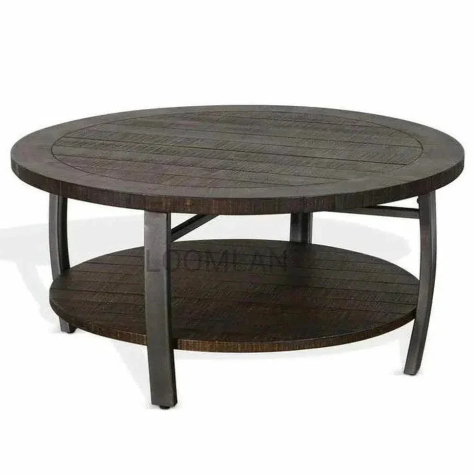Round Dark Brown Cocktail Coffee Table with - LOOMLAN - Sunny D - Coffee Tables
