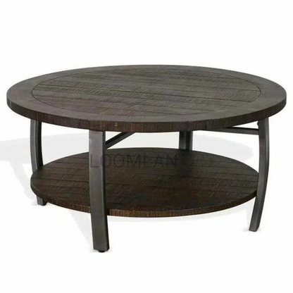 Round Dark Brown Cocktail Coffee Table with - LOOMLAN - Sunny D - Coffee Tables