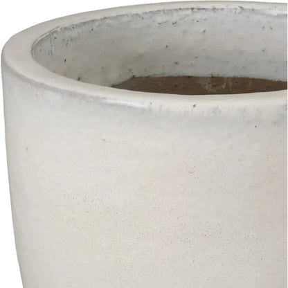 Round Distressed White Ceramic Planter - LOOMLAN - Emissary - Planters