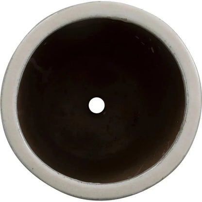 Round Distressed White Ceramic Planter - LOOMLAN - Emissary - Planters