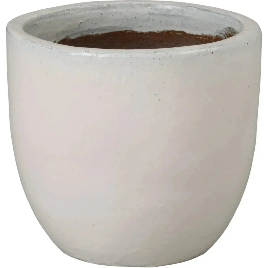 Round Distressed White Ceramic Planter - LOOMLAN - Emissary - Planters