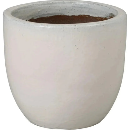 Round Distressed White Ceramic Planter - LOOMLAN - Emissary - Planters