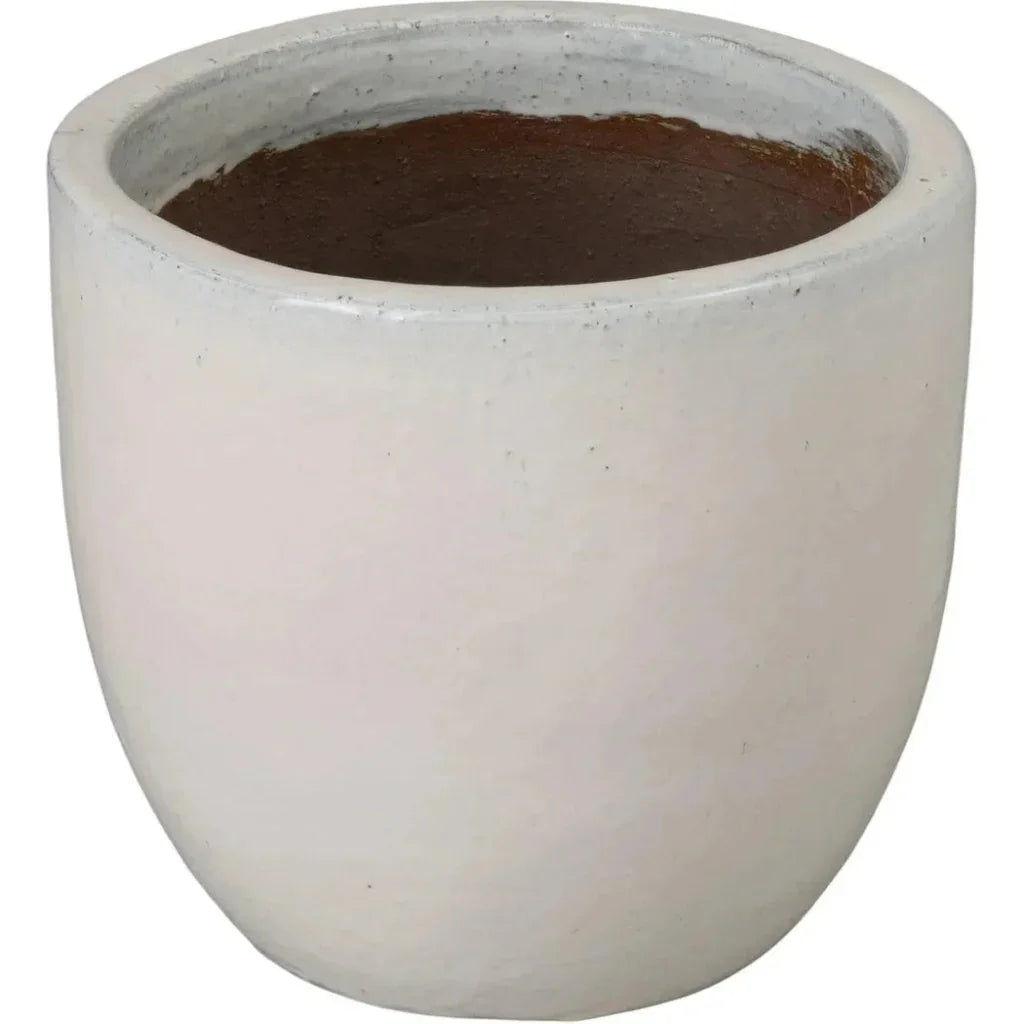 Round Distressed White Ceramic Planter - LOOMLAN - Emissary - Planters