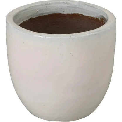 Round Distressed White Ceramic Planter - LOOMLAN - Emissary - Planters