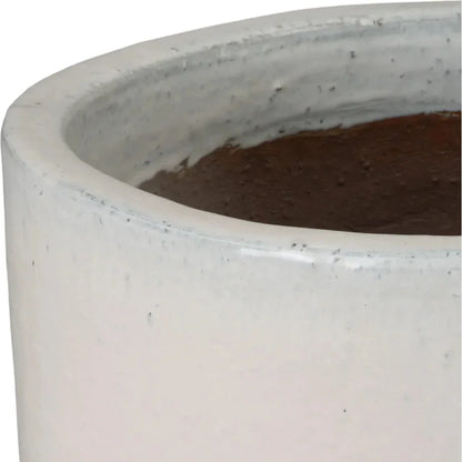 Round Distressed White Ceramic Planter - LOOMLAN - Emissary - Planters