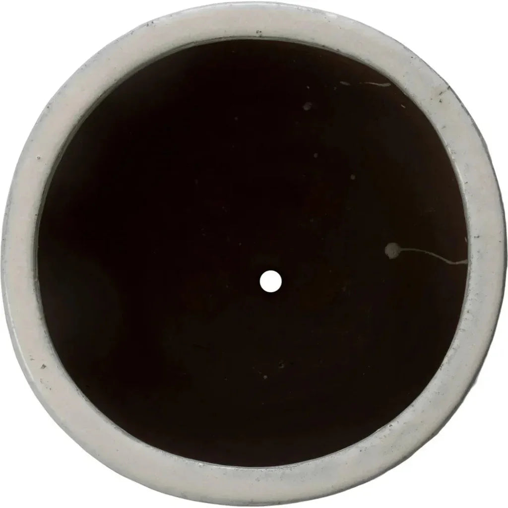 Round Distressed White Ceramic Planter - LOOMLAN - Emissary - Planters