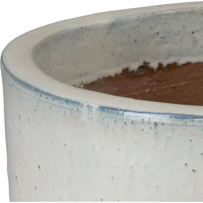 Round Distressed White Ceramic Planter - LOOMLAN - Emissary - Planters