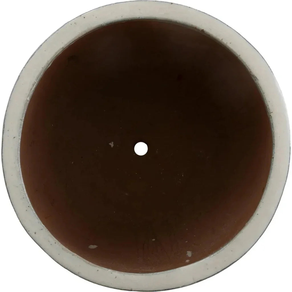 Round Distressed White Ceramic Planter - LOOMLAN - Emissary - Planters