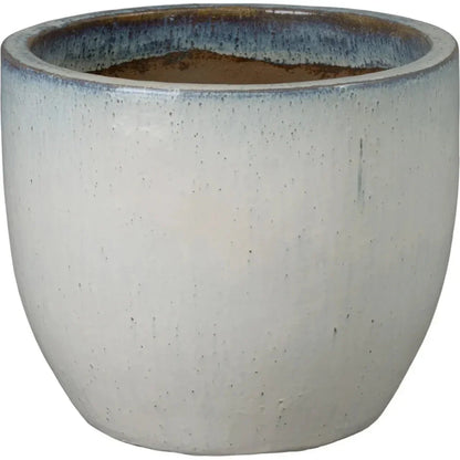 Round Distressed White Ceramic Planter - LOOMLAN - Emissary - Planters
