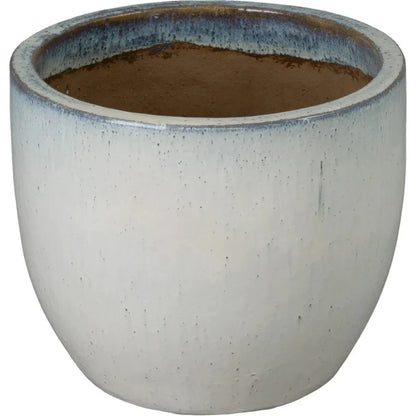 Round Distressed White Ceramic Planter - LOOMLAN - Emissary - Planters