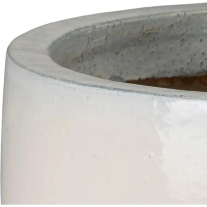 Round Distressed White Ceramic Planter - LOOMLAN - Emissary - Planters