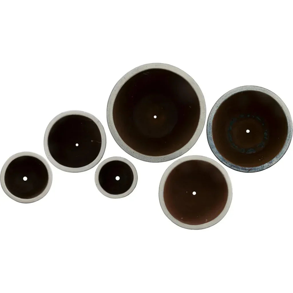 Round Distressed White Ceramic Planter - LOOMLAN - Emissary - Planters