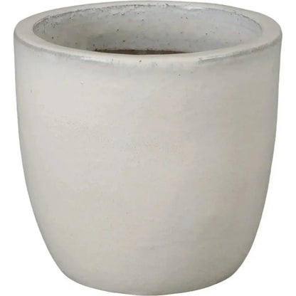 Round Distressed White Ceramic Planter - LOOMLAN - Emissary - Planters