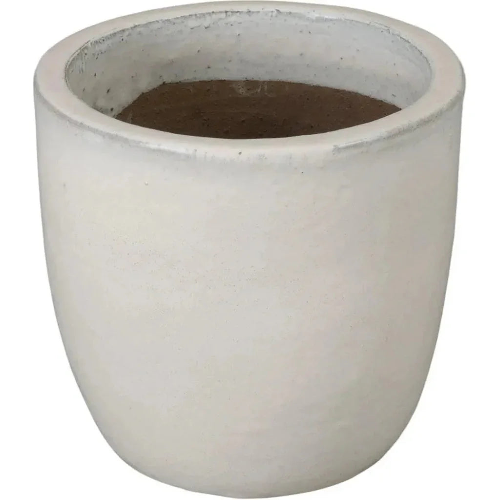 Round Distressed White Ceramic Planter - LOOMLAN - Emissary - Planters
