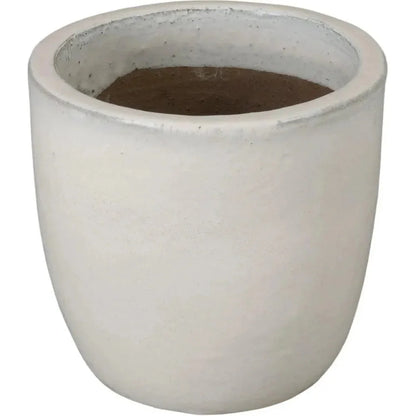 Round Distressed White Ceramic Planter - LOOMLAN - Emissary - Planters