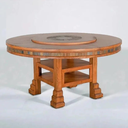 Round Height Dining Table Lazy Susan-Dining Tables-Sunny D-LOOMLAN