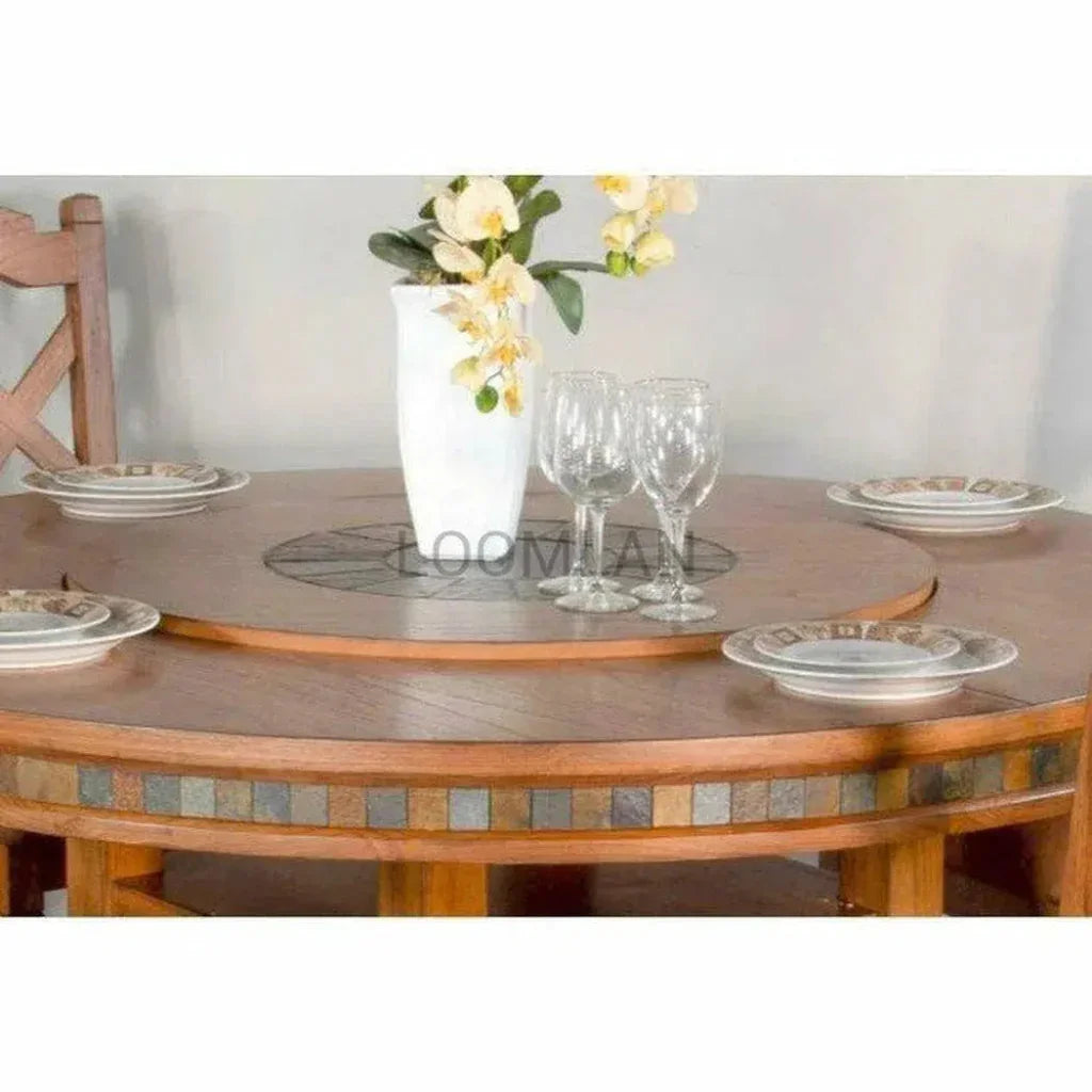Round Height Dining Table Lazy Susan-Dining Tables-Sunny D-LOOMLAN