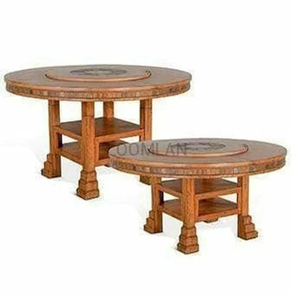 Round Height Dining Table Lazy Susan-Dining Tables-Sunny D-LOOMLAN