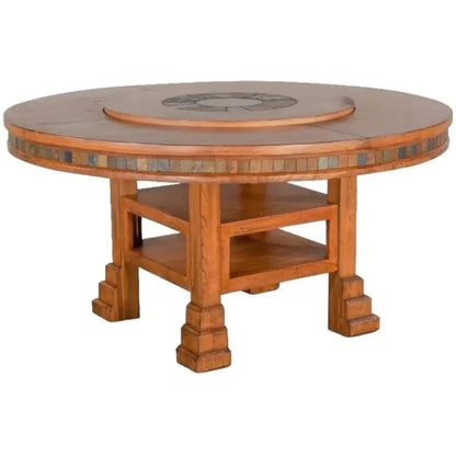 Round Height Dining Table Lazy Susan-Dining Tables-Sunny D-LOOMLAN
