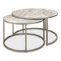 Set Of 2 Round Nesting Tables Marble Top - LOOMLAN - Sarreid - Side Tables